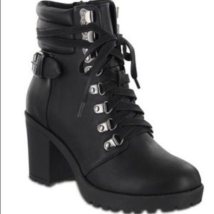 MIA Floraa Lace-Up Bootie All Black 3-inch Heel